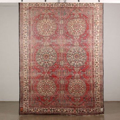 Vintage Malayer Teppich Iran 295x210 cm Baumwolle Wolle Großer Knoten