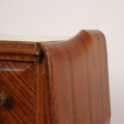 Vintage Chest of Drawers 1950s-60s Veneered Wood Glass Top