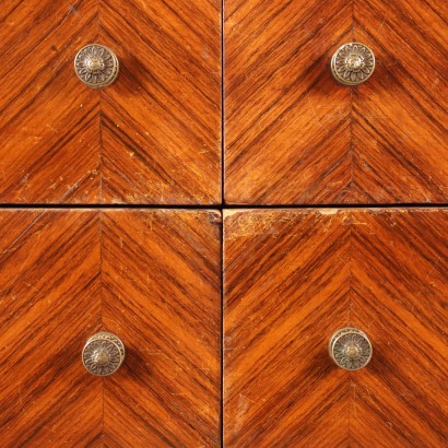 Vintage Chest of Drawers 1950s-60s Veneered Wood Glass Top