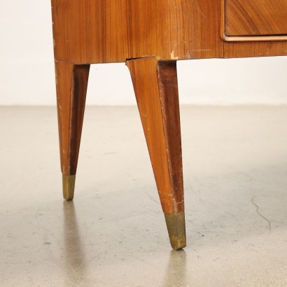 Vintage Cupboard Cabinet 1950s Veneered Wood Flap Glass