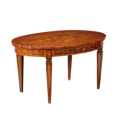 Table Basse Ancienne Néoclassique \'900 Noyer Plaquée en Loupe