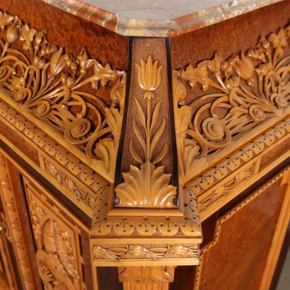 Ancient Art Nouveau Cupboard Pogliani Lombardy \'800 Carved Wood Maple