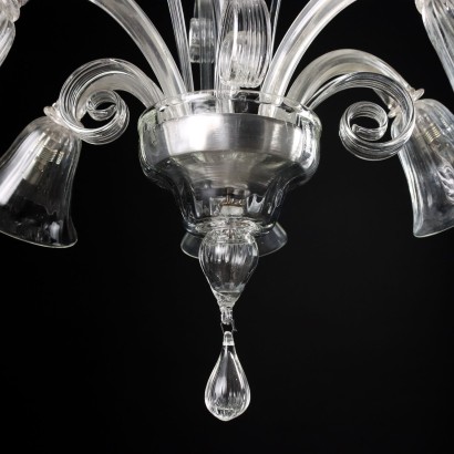 Lustre Ancien Murano \'900 Verre 5 Lumières Métal