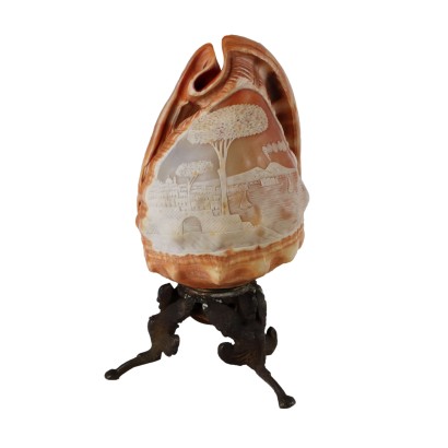 Ancient Table Lamp Shell Cammeo Italy \'800 Engraved Shell