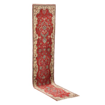 Tapis Tabriz Vintage Iran 429x90 cm Coton Laine Noeud Fin