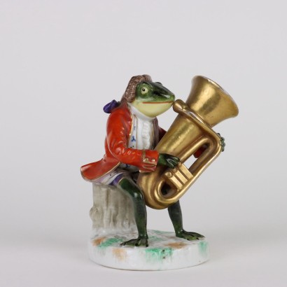 Sculpture Ancienne Porcelaine Sitzendorf Grenouille Allemagne \'800