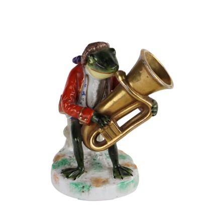 Ancient Small Sculpture Sitzendorf Porcelain Frog Germany \'800