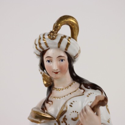 Porte-Parfum Ancien Porcelaine France \'800 Doré Figurines Orientales