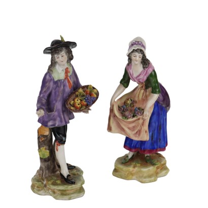 Ancient Figurines Multicolored Porcelain France \'800 Ancient Ceramics