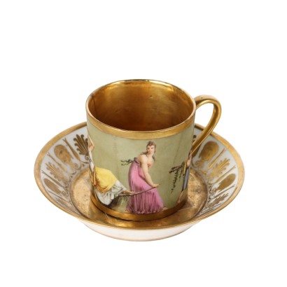 Tasse Ancienne avec Assiette Sèvres France \'800 Décorations Or