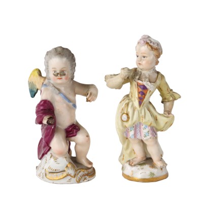 antiques, ceramic sculpture, ceramic sculpture antiques, ancient ceramic sculpture, ancient Italian ceramic sculpture, antique ceramic sculpture, neoclassical ceramic sculpture, 19th century ceramic sculpture,Two Meissen Porcelain Figurines