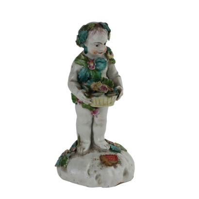 antiques, ceramic sculpture, ceramic sculpture antiques, ancient ceramic sculpture, ancient Italian ceramic sculpture, antique ceramic sculpture, neoclassical ceramic sculpture, 19th century ceramic sculpture, Figurine Boy with Basket of Flowers