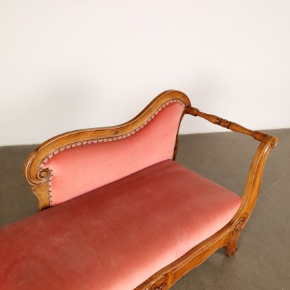 Chaise Longue Ancienne Louis Philippe \'800 Siège Bois Noyer Gravé