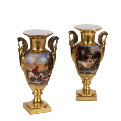 Vases Anciens Porcelaine Europe Napoléon III Décorations Or