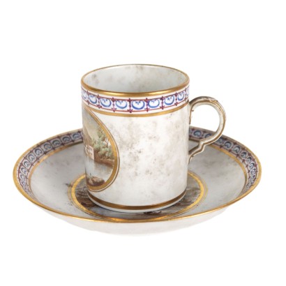 Taza y plato de porcelana de Meissen de la época de Fernando IV
