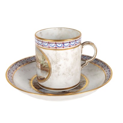 antiquités, tasse, antiquités de tasse, tasse ancienne, tasse italienne ancienne, tasse antique, tasse néoclassique, tasse du XIXe siècle,Tasse avec soucoupe Ferdinand IV Naples,Tasse avec soucoupe en porcelaine Me