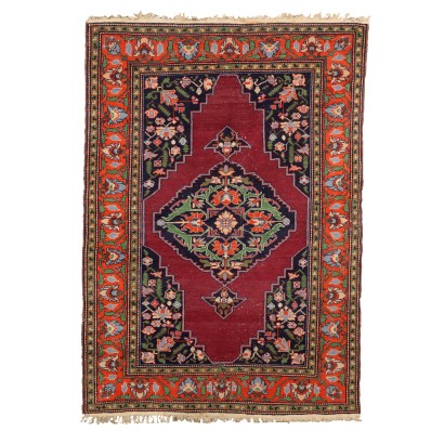 Vintage Malayer Teppich Iran 196x140 cm Baumwolle Wolle Großer Knoten