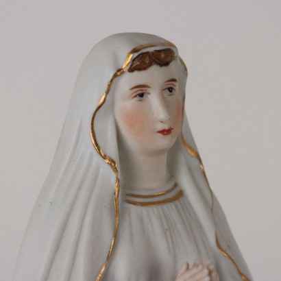 Anrike Skulptur Heilige Jungfrau von Lourdes Vitrine aus Glas \'900