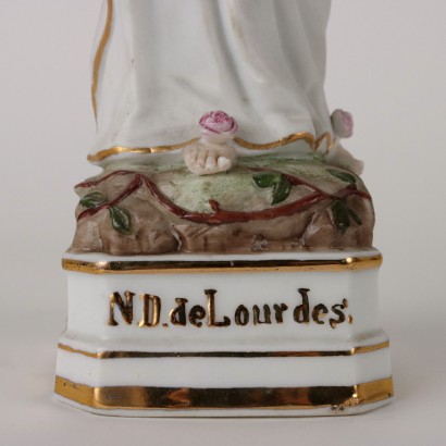Anrike Skulptur Heilige Jungfrau von Lourdes Vitrine aus Glas \'900