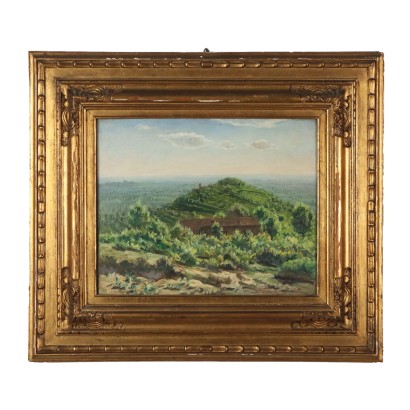 Tableau Ancien Paysage Vittorio Bonatti Huile sur Carton Tableau \'900