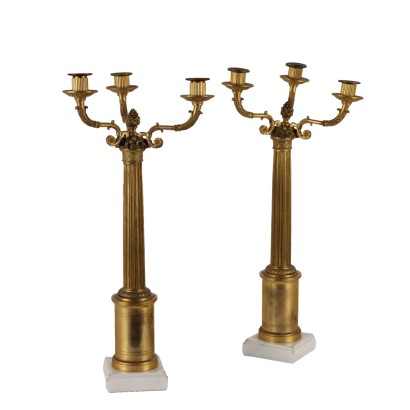 Pair of Candelabra Empire Style Gilded Bronze XX Century