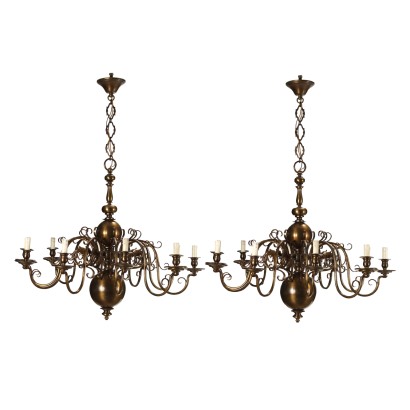 Pair of Chandeliers Netherlands XX Century Antiques Chandeliers