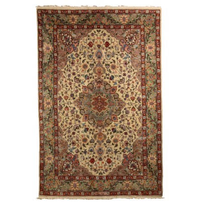 Vintage Tabriz Carpet India 113x75 In Cotton Wool Big Knot