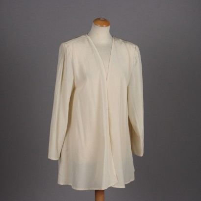 Vintage Jacket by Mila Schön Silk Size 14 Creamy Color Milan 1980s