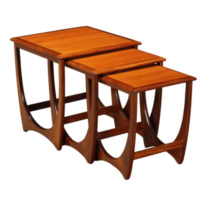 Groupe de 3 Tables Basses Escamotables Anglaises G-Plan Teck