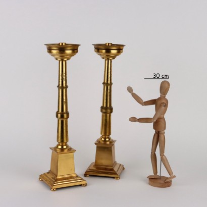 Pair of Gilded Bronze Candlesticks