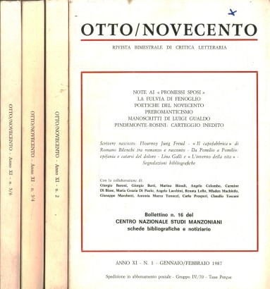 Otto/Novecento: rivista bimestrale di critica letteraria. Annata completa 1987 Anno XI n.1,2,3/4,5/6 (4 Volumi)