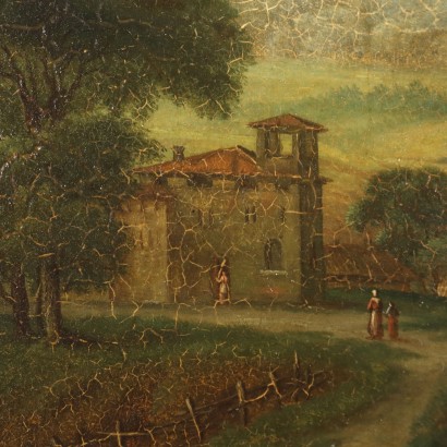 Italian landscape painting with figures,Italian landscapes with figures