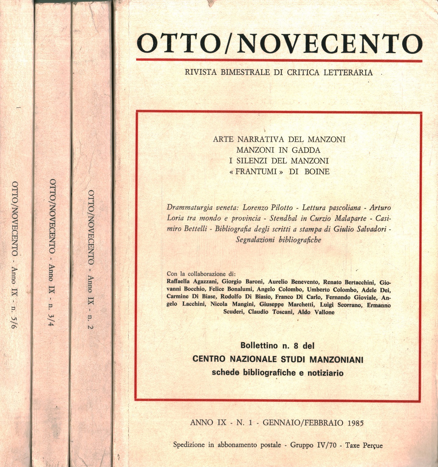 Otto/Novecento : revue bimestrielle de crit