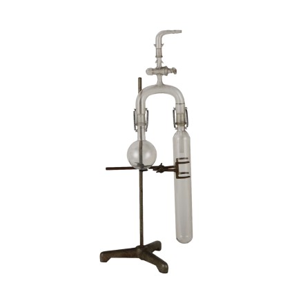 Ancient Chemical Laboratory Instrument '900 Chromed Metal Brass Glass