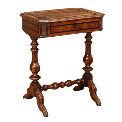 Table de Travail Umbertino '800 Noyer Plaquée Bruyère