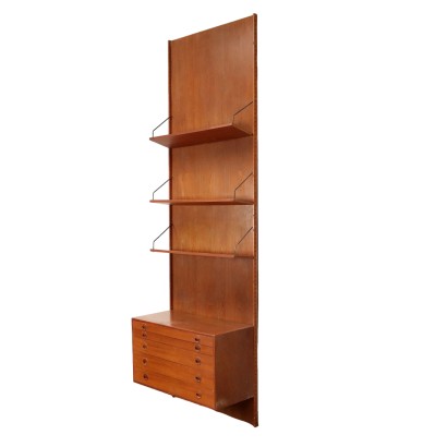 Wall Bookcase Teak Veneer Italy 1960s