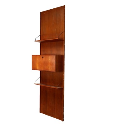 Bibliothèque Vintage à Mur Années 60 Bois Plaqué Teak Ameublement