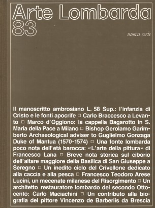 Arte Lombarda nuova serie: rivista di Storia dell'Arte (1987-n.83)