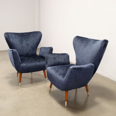 Pair of Vintage Armchairs Velvet Argentina 1950s