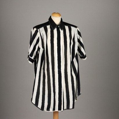 Yves Saint Laurent Camicia Vintage Anni 80 Taglia M Cotone nero Bianco