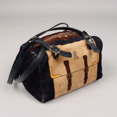 Roberta di Camerino Borsa Velluto Blu e Beige