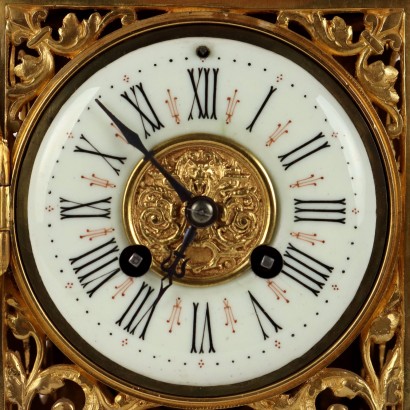 Trittico Orologio in Bronzo Dorato