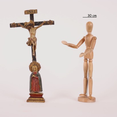 Carved and Lacquered Wood Crucifix