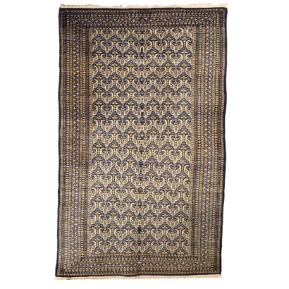 Tapis Vintage Asiatique Années 70-80 Coton Laine Noeud Fin