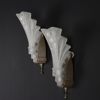 Pair of Sconces with Satin Glass