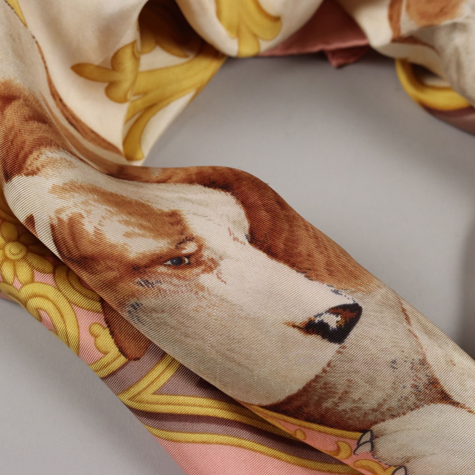 Vintage Schal Salvatore Ferragamo Seide Dekoration mit Hunde