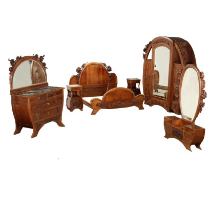 Camera: letto comodini, armadio, com,Camera: letto comodini, armadio, com,Arredo Camera da Letto attribuibile a