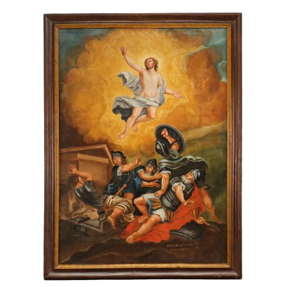 Ancient Painting Holy Subject '700 Oil on Canvas Framed