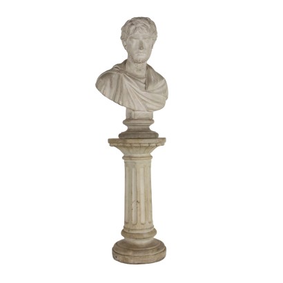 Busto di Giulio Cesare con Colonna in Cemento