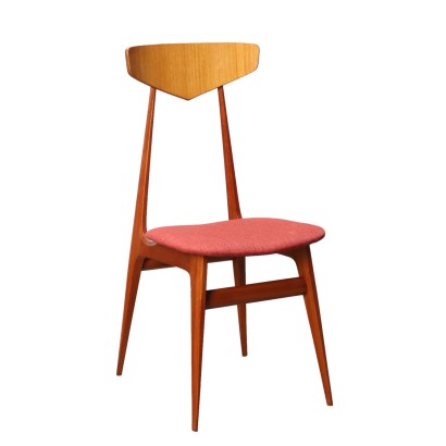 Chaise Vintage Années 50 Hêtre Teinté Assise Rembourrage Tissu